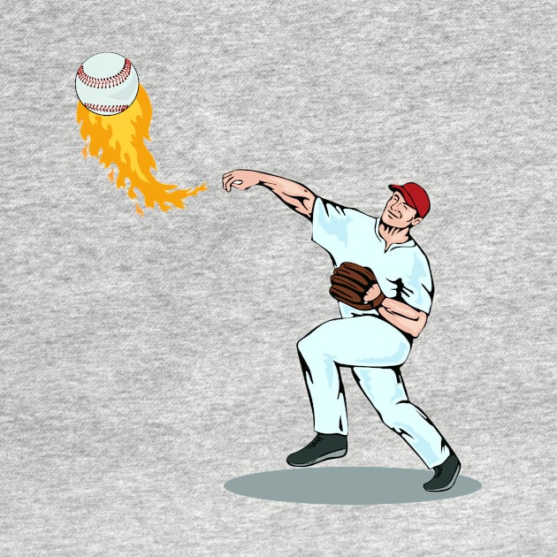 On Fire Baseball Pitcher by retrovectors